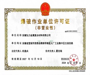 爆破作業(yè)單位許可證